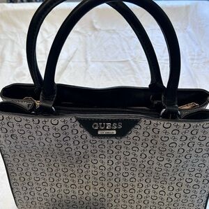 GUESS Monogram Signature Tote in Black and Gray